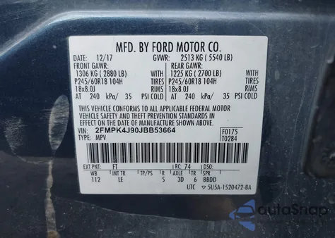 2018 Ford Edge Sel z USA, uszkodzony, nr VIN 2FMPK4J90JBB53664